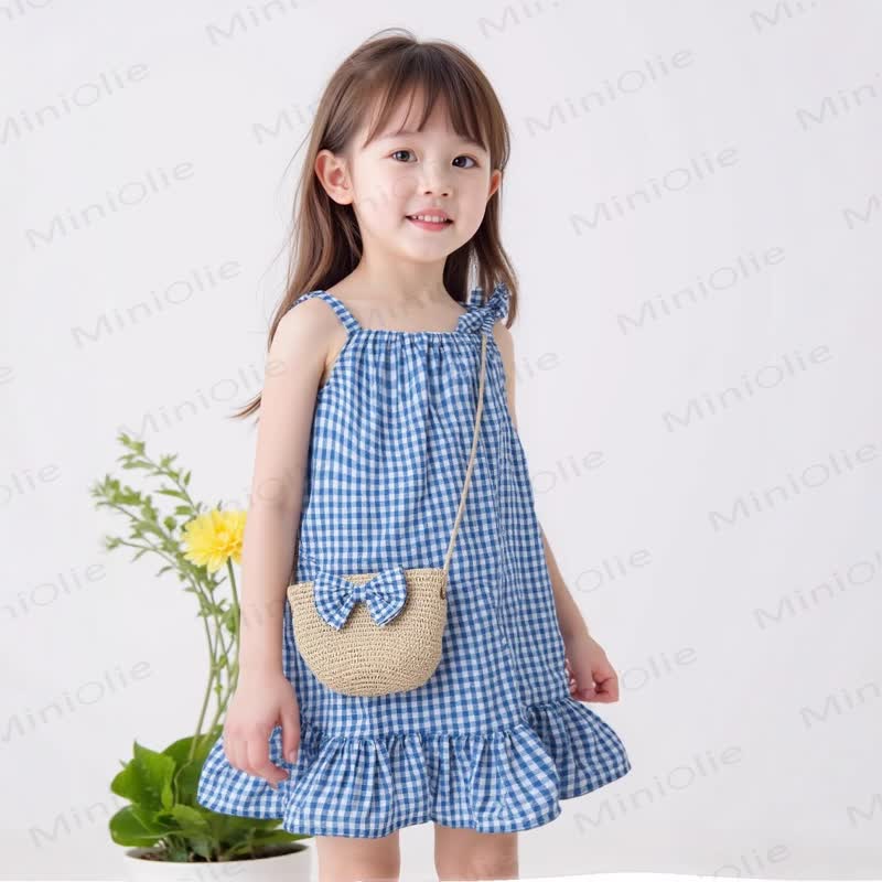 幼児用女の子ギンガムチェックフリルDress（バッグ付き） - image 11