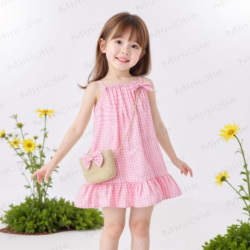 幼児用女の子ギンガムチェックフリルDress（バッグ付き） - image 12