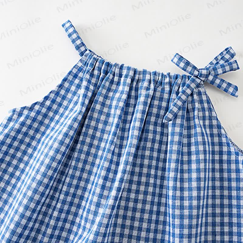 幼児用女の子ギンガムチェックフリルDress（バッグ付き） - image 6