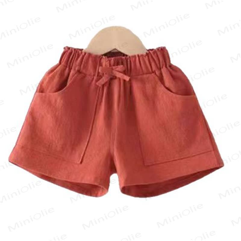 幼児用女の子用無地リボン付きポケット付きショートパンツ - image 3
