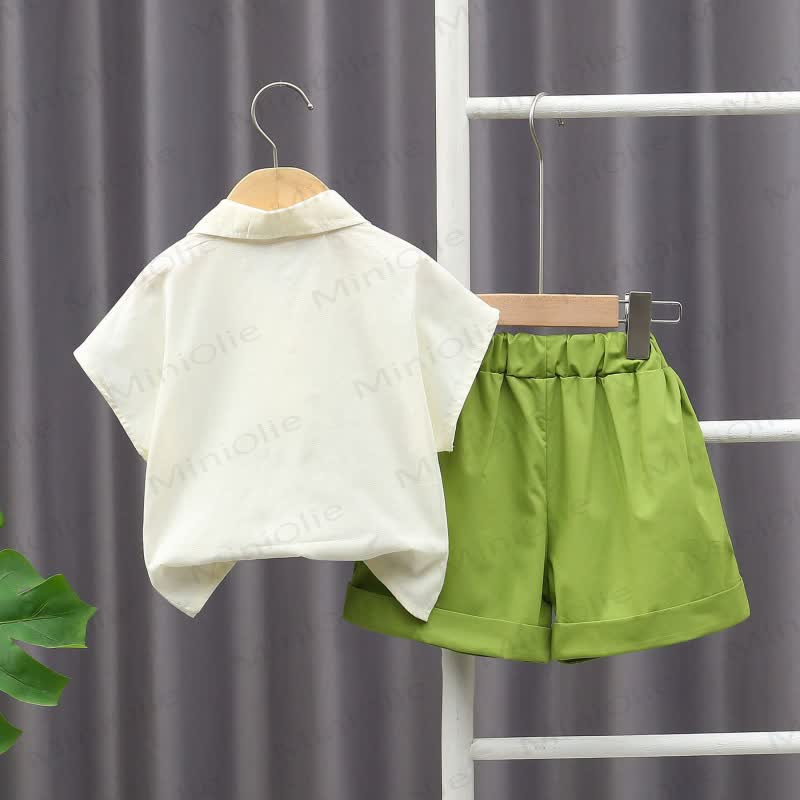 ベビー・幼児男の子用 グリーン恐竜柄シャツ＆ショートパンツ 2点セット - image 2