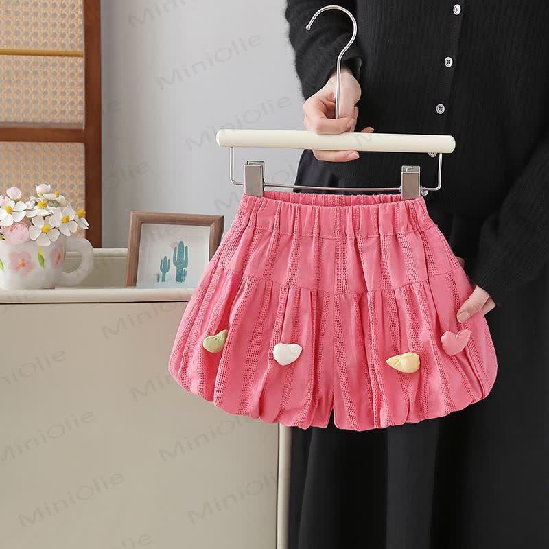 ベビー・幼児向け女の子用コットンハート柄テクスチャードショートパンツ - クリムゾン - 8-9T - image 3