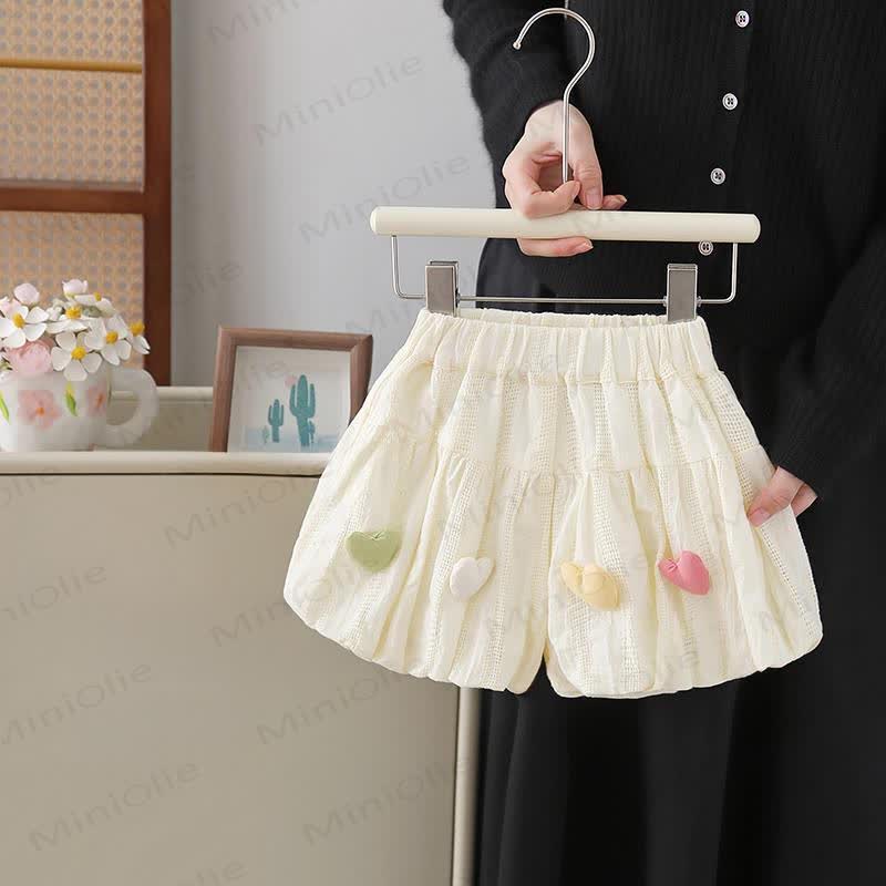 ベビー・幼児向け女の子用コットンハート柄テクスチャードショートパンツ - ベージュ - 8-9T - image 2