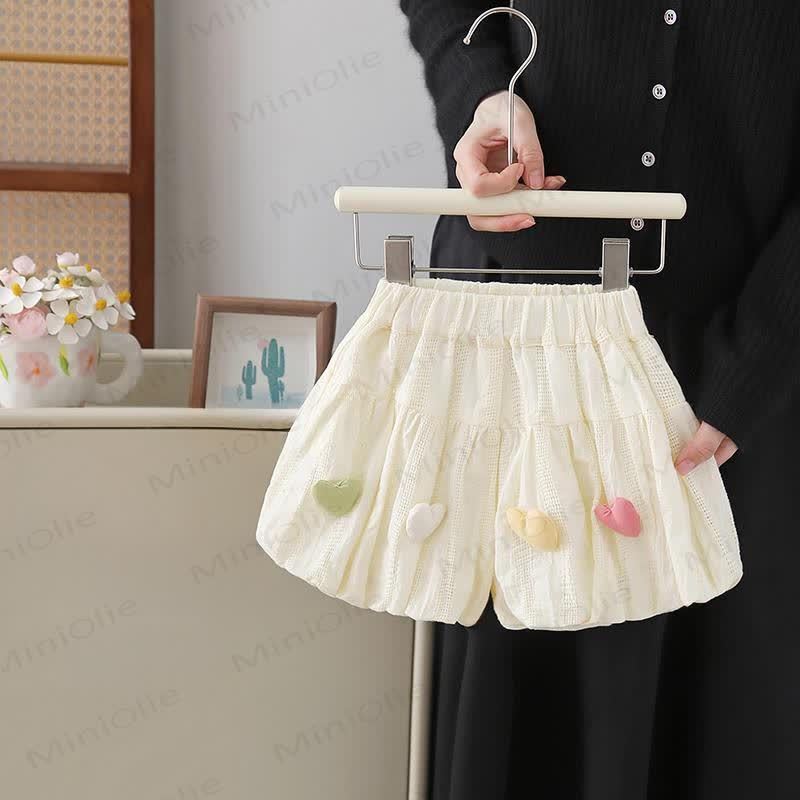 ベビー・幼児向け女の子用コットンハート柄テクスチャードショートパンツ - ベージュ - 8-9T - image 2