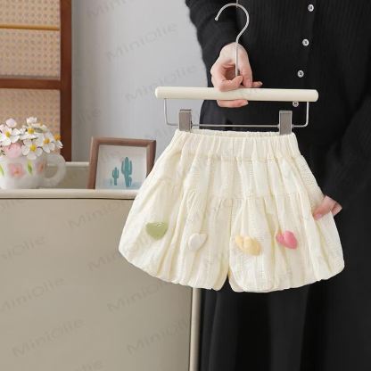 ベビー・幼児向け女の子用コットンハート柄テクスチャードショートパンツ - ベージュ - 8-9T - image 2