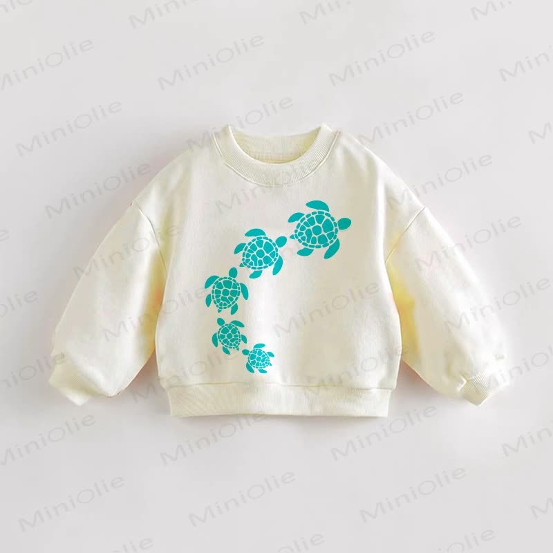 ベビー幼児用カメ柄クリームスウェットシャツ - クリーム - 3～5歳 - image 1