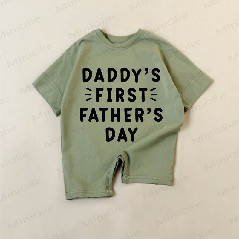 DADDY'S FIRST FATHER'S DAYベビーグリーン スローガンロンパース - 緑 - 18～24ヶ月 - image 1