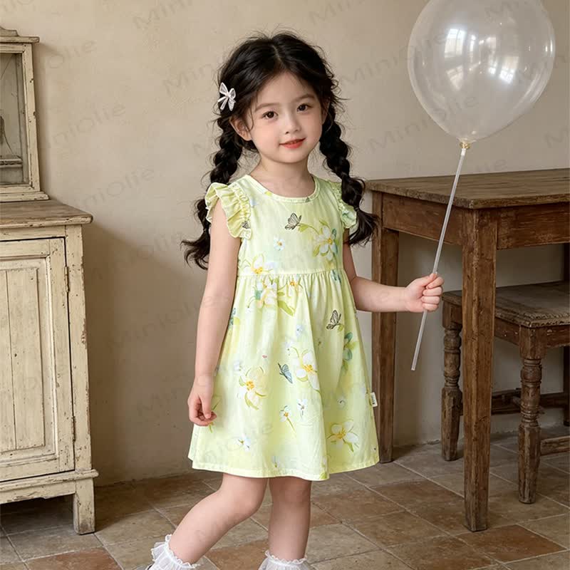 幼児・キッズ ガールズ フリルショルダーDress - 黄色 - 10-11歳 - image 2