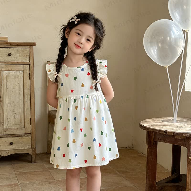 幼児・キッズ ガールズ フリルショルダーDress - ホワイトハート - 10-11歳 - image 4