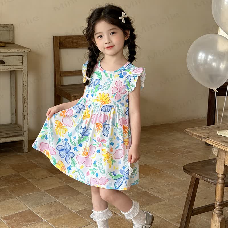 幼児・キッズ ガールズ フリルショルダーDress - 白い花 - 10-11歳 - image 5