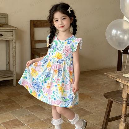 幼児・キッズ ガールズ フリルショルダーDress - 白い花 - 10-11歳 - image 5