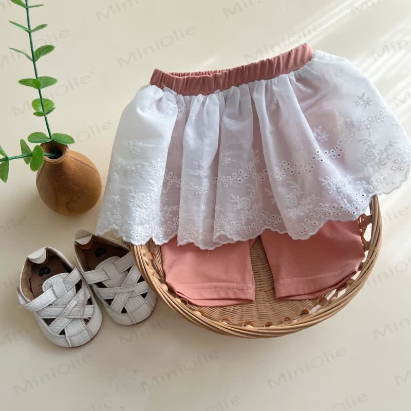 ベビーガールズ用レースオーバーレイスカート付きショートパンツ - 紫 - 3～4歳 - image 2