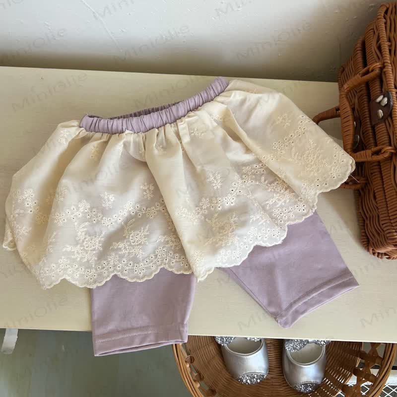 ベビーガールズ用レースオーバーレイスカート付きショートパンツ - グレー - 3～4歳 - image 6