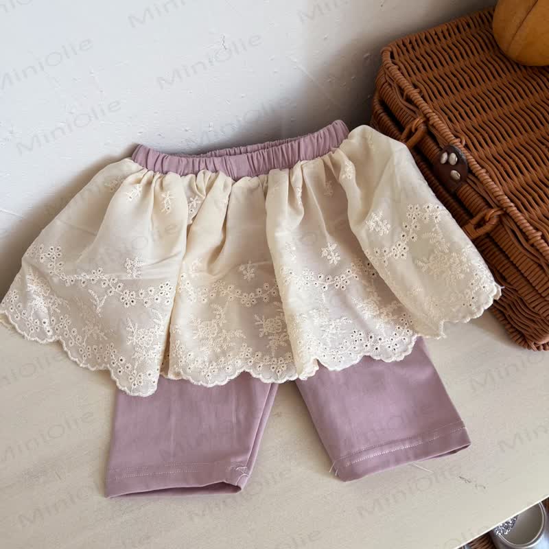 ベビーガールズ用レースオーバーレイスカート付きショートパンツ - コーヒー - 3～4歳 - image 7