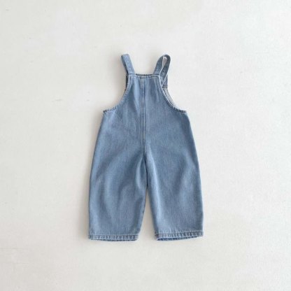 ベビー・幼児用無地／ストライプ柄デニムオーバーオール - image 3