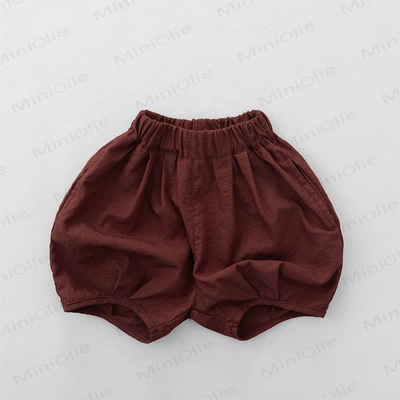 幼児用コットン無地ショートパンツ - 赤 - 6～7歳 - image 2