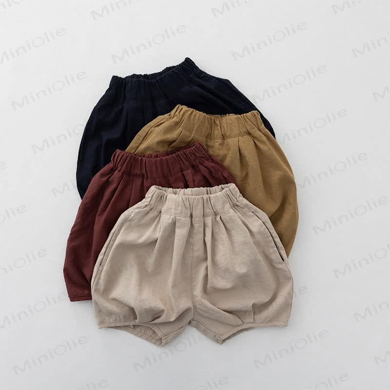 幼児用コットン無地ショートパンツ - image 1