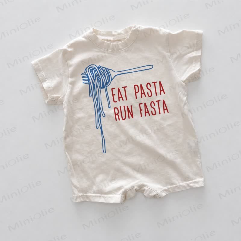 EAT PASTA RUN FASTA用ホワイトロンパース - 白 - 18～24ヶ月 - image 1