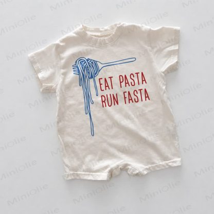 EAT PASTA RUN FASTA用ホワイトロンパース - 白 - 18～24ヶ月 - image 1