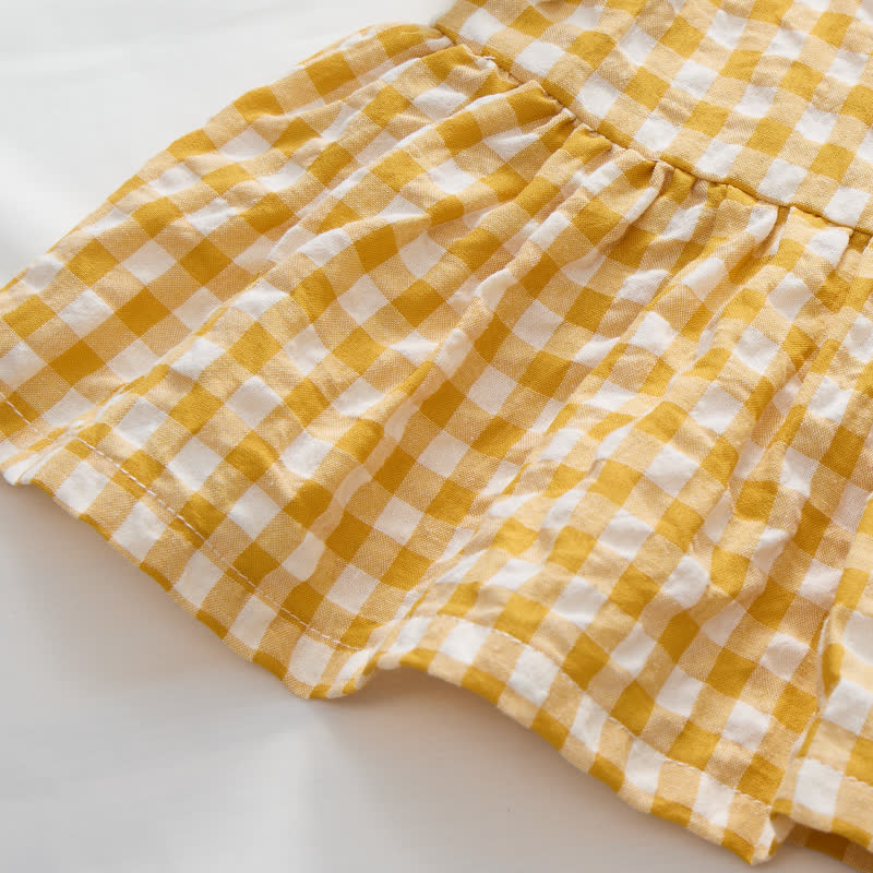 幼児用イエローガールズチェック柄トップス＆ショートパンツセット - image 6