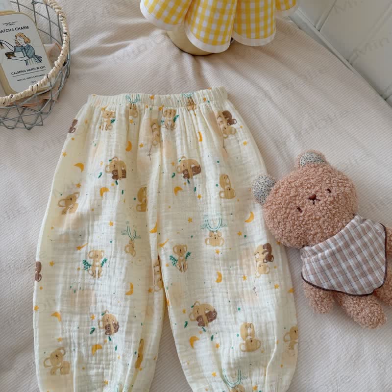 幼児用ソフトコットンアニマルプリントガーゼラウンジパンツ - ベージュのコアラ - 8-9T - image 3