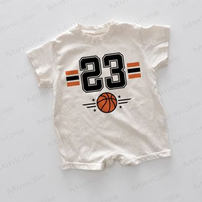 23バスケットボール柄ベビーロンパース（白） - 白 - 18～24ヶ月 - image 1