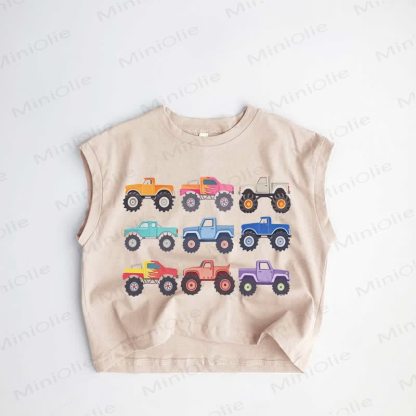 ベビー・幼児用ショベルカー柄カーキタンクトップ - カーキ - 3～5歳 - image 1