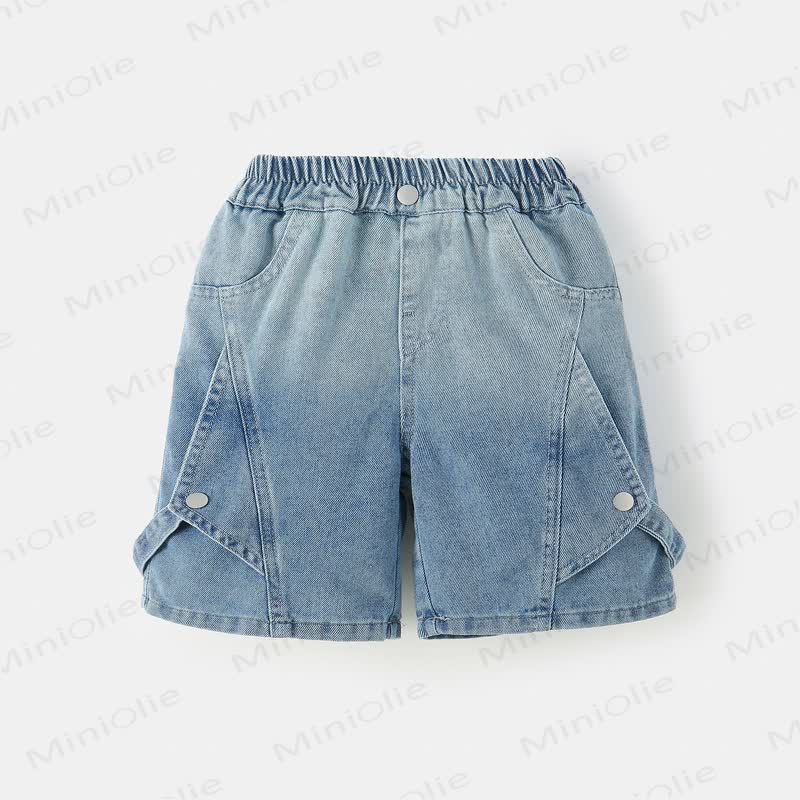 幼児男の子用ポケット付きデニムショートパンツ - 青 - 10-11歳 - image 1