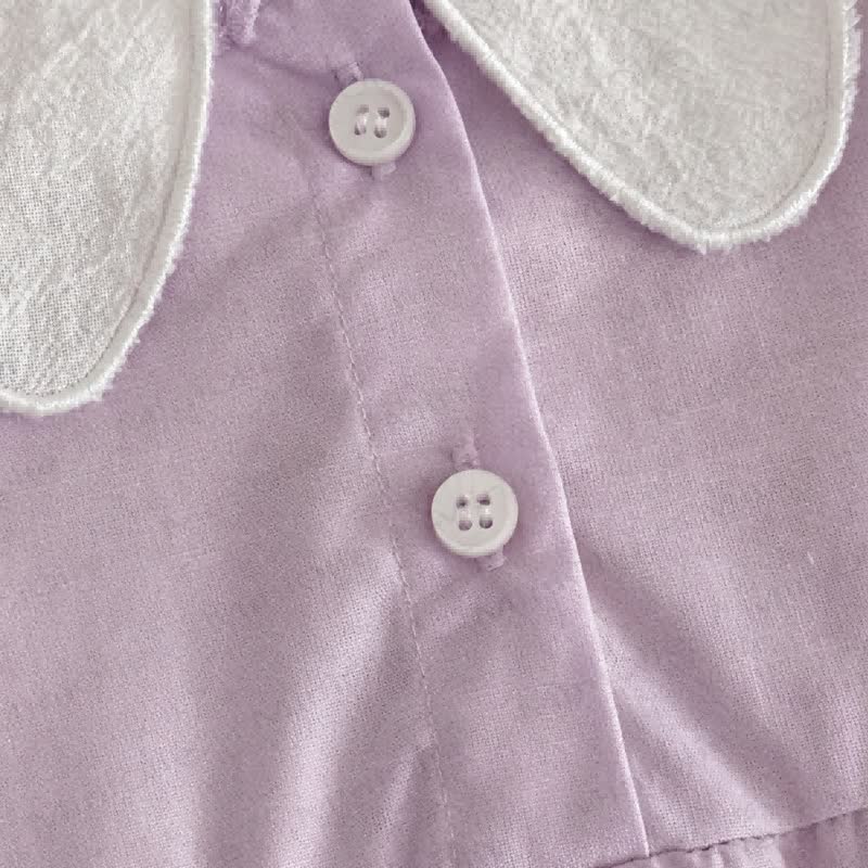 ベビーガールズ ライラックブルーム刺繍入りスカラップカラーロンパース - image 5