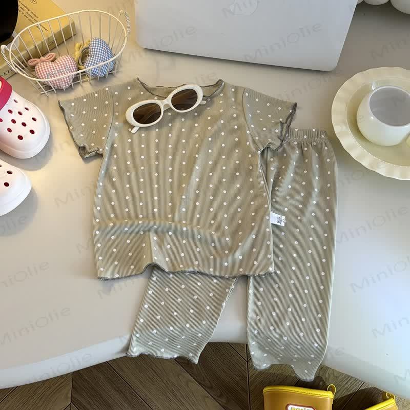 幼児用ソフトストライプTシャツ＆パンツ2点セット - 茶色 - 8-9T - image 8