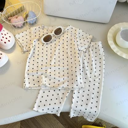 幼児用ソフトストライプTシャツ＆パンツ2点セット - ベージュのドット - 8-9T - image 9