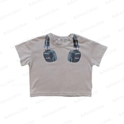 ベビー・幼児用ヘッドホンコレクションTシャツまたはストライプショートパンツ - グレー - 4～5歳 - image 3