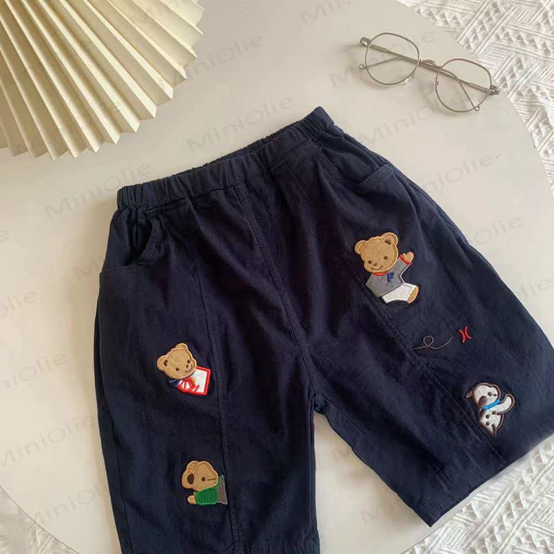 幼児男の子用動物刺繍入りショートパンツ - 海軍 - 4～5歳 - image 2