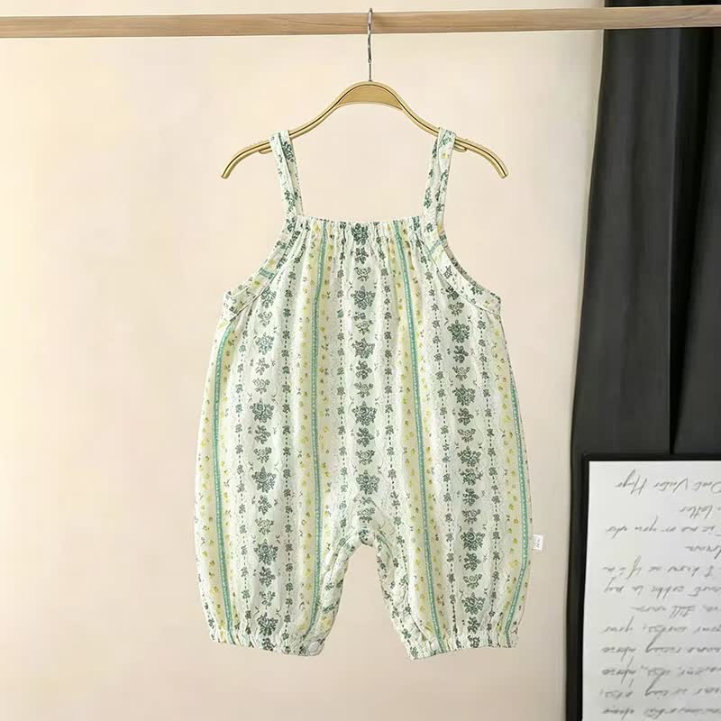 ベビーコットン製スモック刺繍入り花柄ストラップ付きバブルロンパース - ホワイトバイン - 2～3歳 - image 7