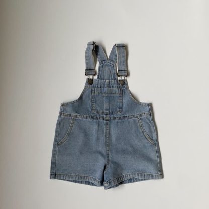 幼児用デニム無地ポケット付きオーバーオール - 青 - 6～7歳 - image 3