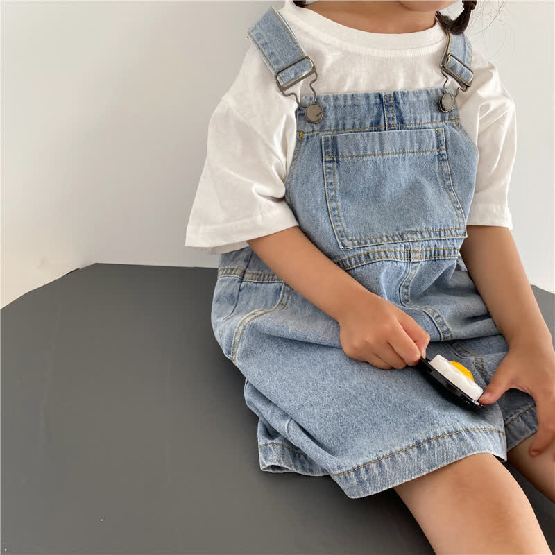 幼児用デニム無地ポケット付きオーバーオール - image 10