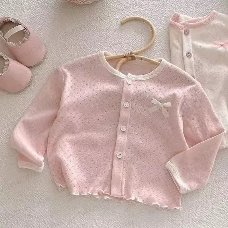幼児用女の子向けポインテルリボンニットカーディガンコート - ピンク - 6～7歳 - image 3