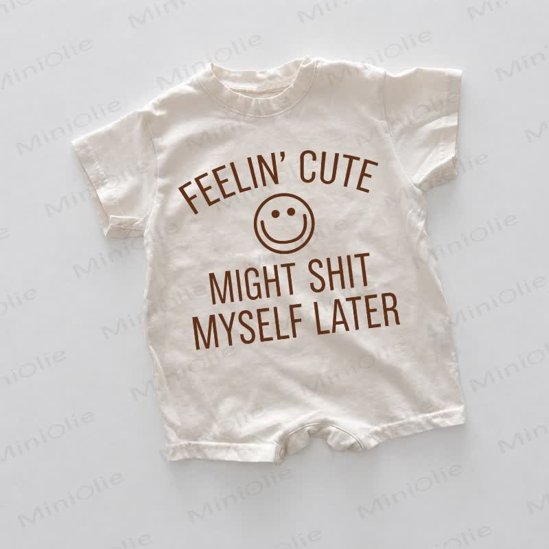 FEELIN' CUTE MIGHT SHIT MYSELF LATERホワイトスマイリーフェイスロンパース - 白 - 18～24ヶ月 - image 1