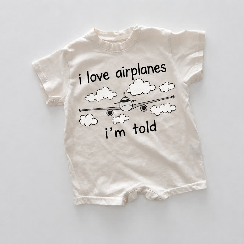 I LOVE AIRPLANES I'M TOLD　ベビー用ホワイトロンパース - 白 - 18～24ヶ月 - image 1