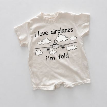 I LOVE AIRPLANES I'M TOLD　ベビー用ホワイトロンパース - 白 - 18～24ヶ月 - image 1