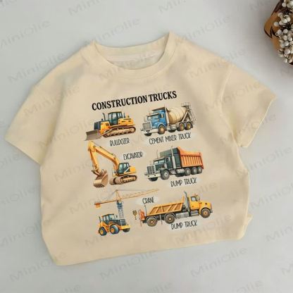 CONSTRUCTION TRUCKSの幼児男の子用カーキTシャツ - カーキ - 6～7歳 - image 1