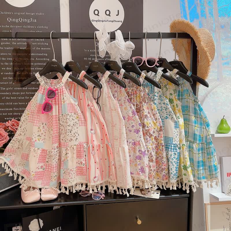 幼児・キッズ ガールズ パッチワーク タッセル ノースリーブDress - image 1