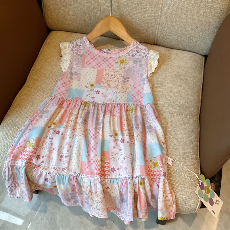 幼児・女の子用フリル袖Dress - ピンクの花 - 12～13歳 - image 2
