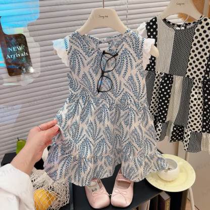 幼児・女の子用フリル袖Dress - 青 - 12～13歳 - image 4
