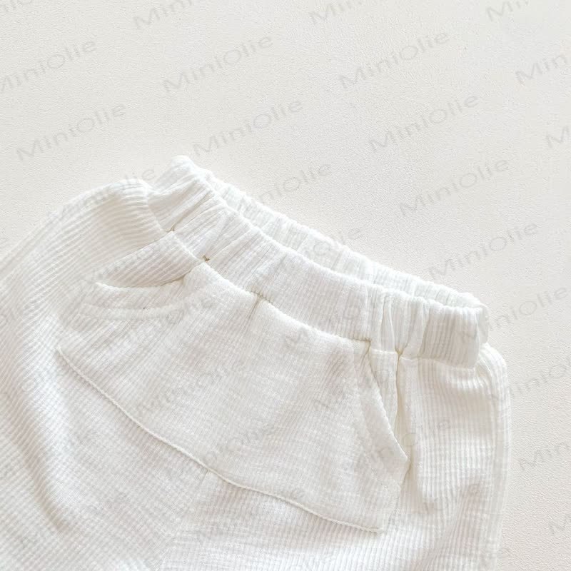 幼児用クマ柄ポケット付きワッフルニットTシャツ＆ショートパンツ 2点セット - image 7