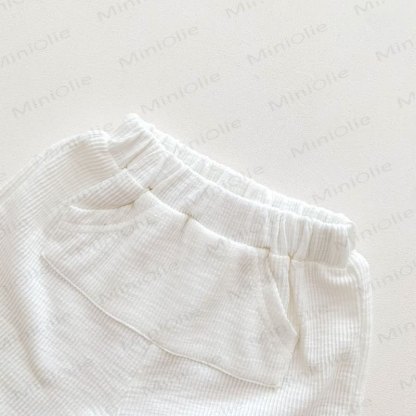 幼児用クマ柄ポケット付きワッフルニットTシャツ＆ショートパンツ 2点セット - image 7