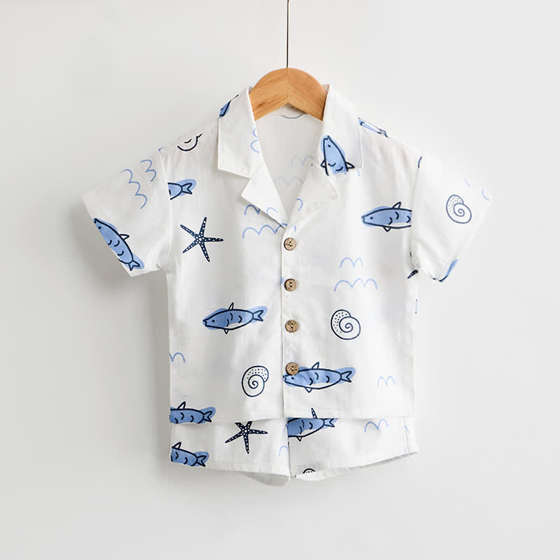 幼児男の子用 白魚柄シャツ＆ショートパンツ 2点セット - image 2