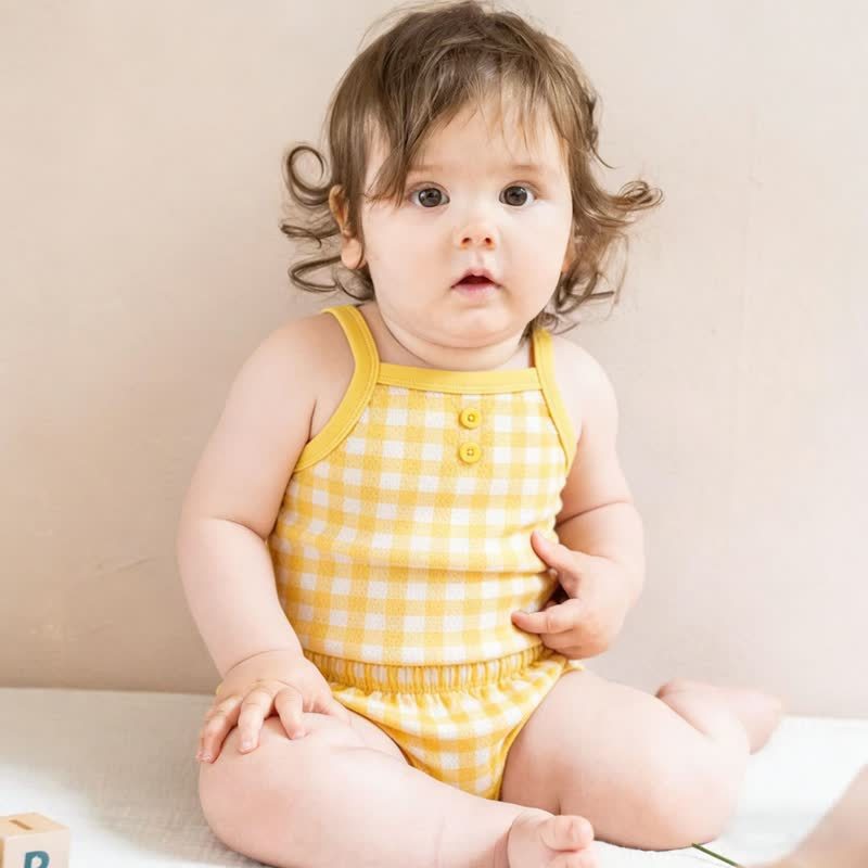 ベビー・幼児用女の子向けギンガムチェック柄キャミソールトップス＆ショートパンツ 2点セットパジャマ - image 7
