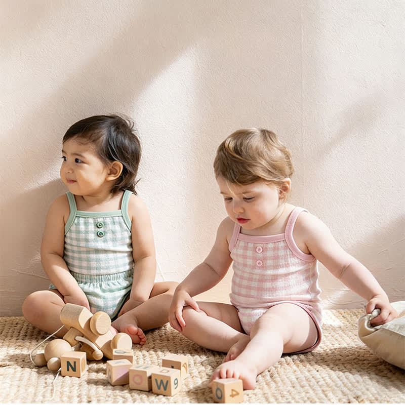 ベビー・幼児用女の子向けギンガムチェック柄キャミソールトップス＆ショートパンツ 2点セットパジャマ - image 8