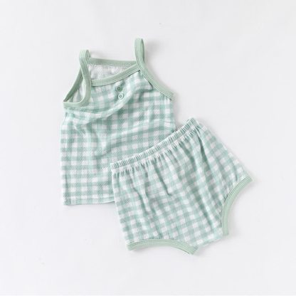ベビー・幼児用女の子向けギンガムチェック柄キャミソールトップス＆ショートパンツ 2点セットパジャマ - image 6